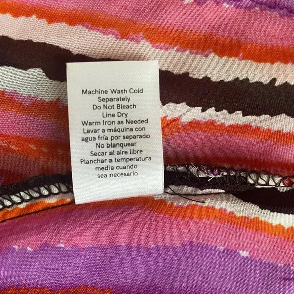 VENUS | Women’s Pink/Purple/White/Black Stripe Plunge Hi-Low Top Size 8 - Picture 10 of 10